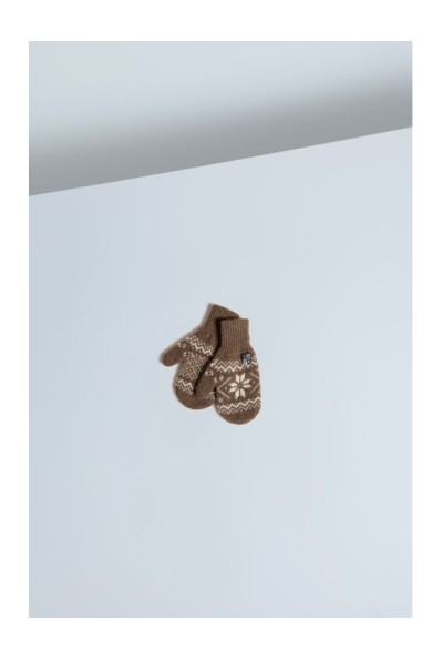 Yak Down Snowflake Jacquard Mittens Cappuccino