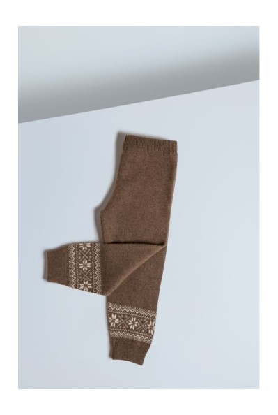 Yak Down Snowflake Jacquard Trousers Cappuccino