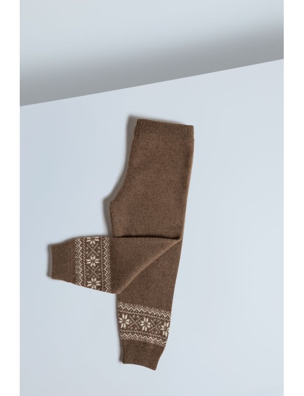 Yak Down Snowflake Jacquard Trousers Cappuccino