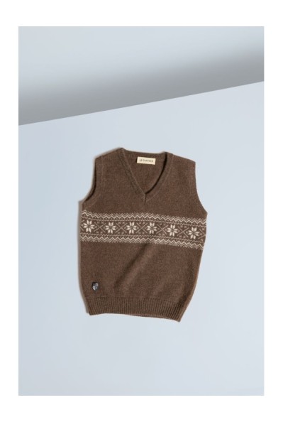 Yak Down Snowflake Jacquard Vest Cappuccino