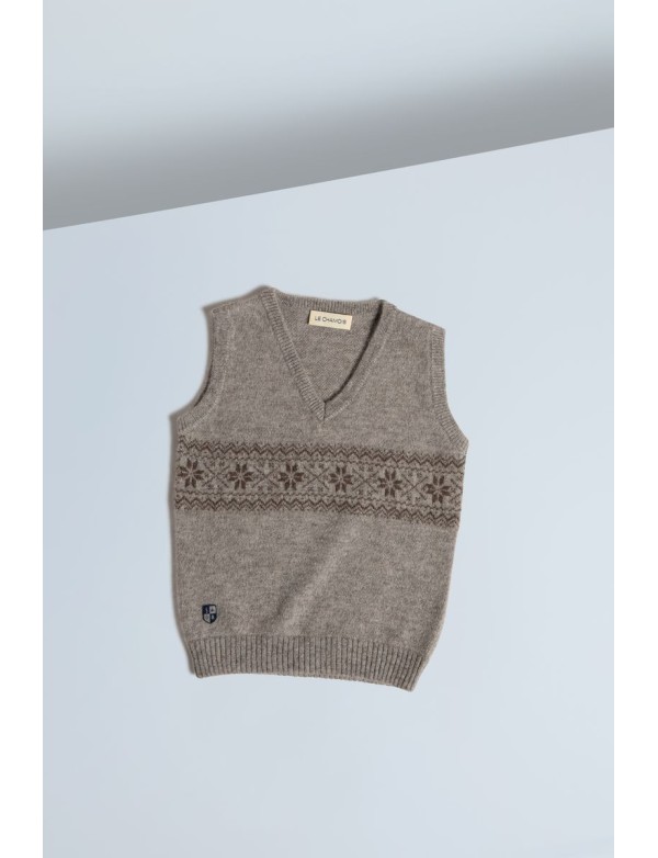 Yak Down Snowflake Jacquard Vest Platinum