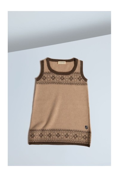 Baby Camel Down Snowflake Jacquard Dress Beige