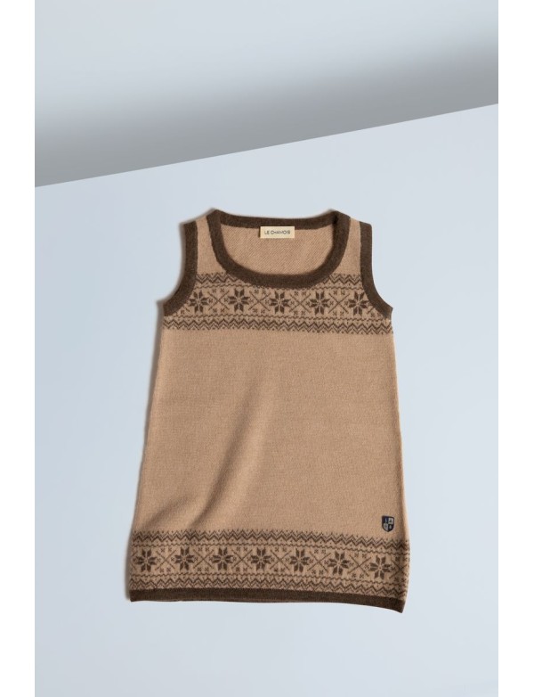 Baby Camel Down Snowflake Jacquard Dress Beige