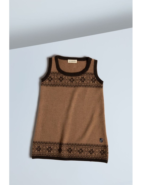 Baby Camel Down Snowflake Jacquard Dress Ginger