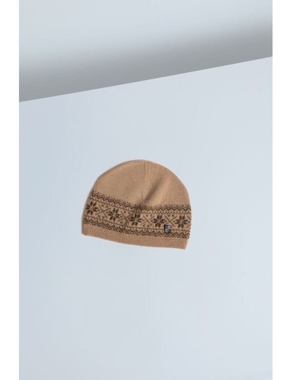 Baby Camel Down Snowflake Jacquard Hat Beige