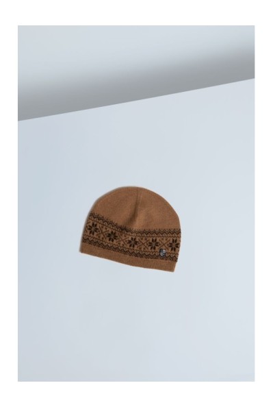 Baby Camel Down Snowflake Jacquard Hat Ginger