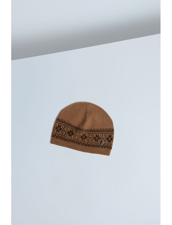 Baby Camel Down Snowflake Jacquard Hat Ginger