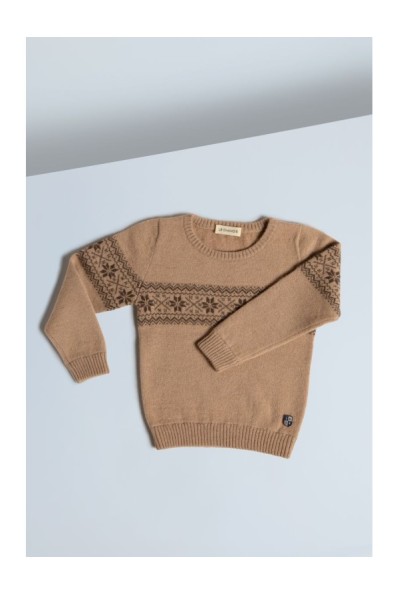 Baby Camel Down Snowflake Jacquard Jumper Beige