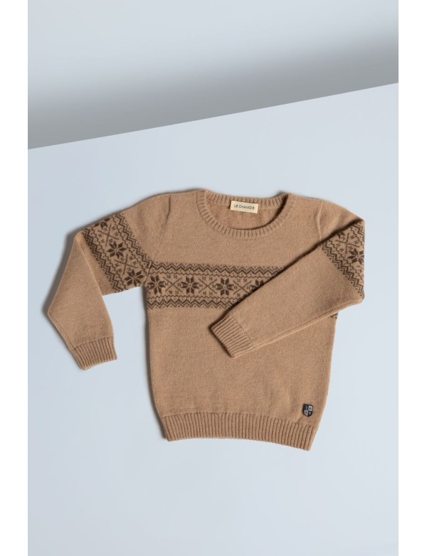 Baby Camel Down Snowflake Jacquard Jumper Beige