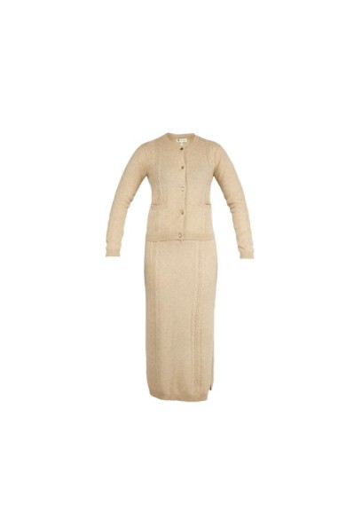 Cervinia Women's cardigan, with cable pattern Beige, long sleeves