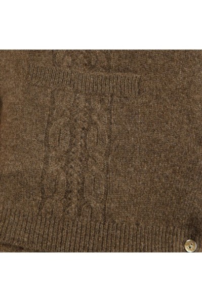 Cervinia Women's cardigan Cappuccino, with cable pattern, short sleeves