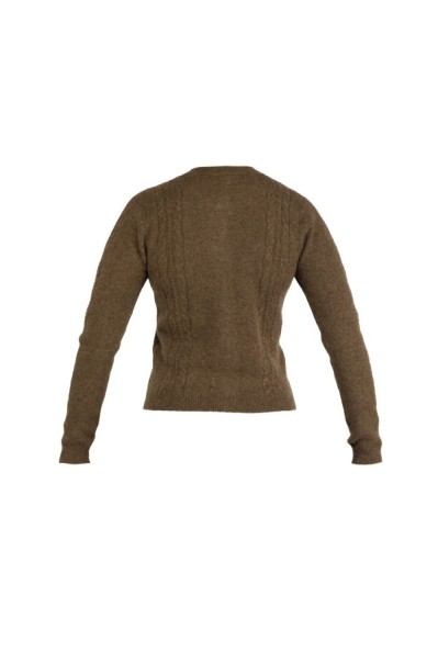 Cervinia Women's cardigan, with cable pattern Cappuccino, long sleeves
