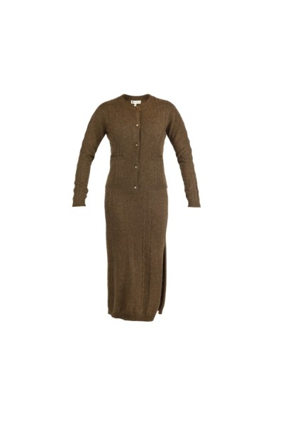 Cervinia Women's cardigan, with cable pattern Cappuccino, long sleeves