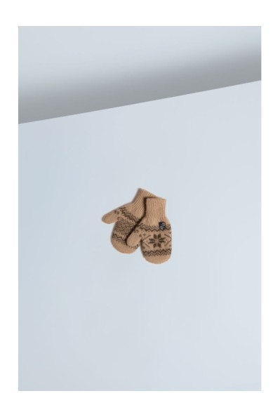 Baby Camel Down Snowflake Jacquard Mittens Beige