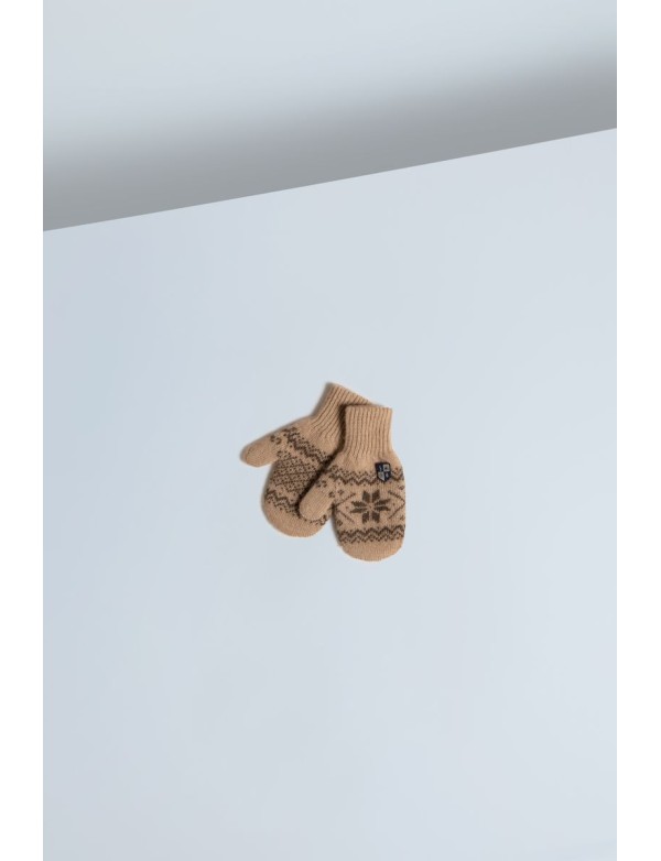 Baby Camel Down Snowflake Jacquard Mittens Beige