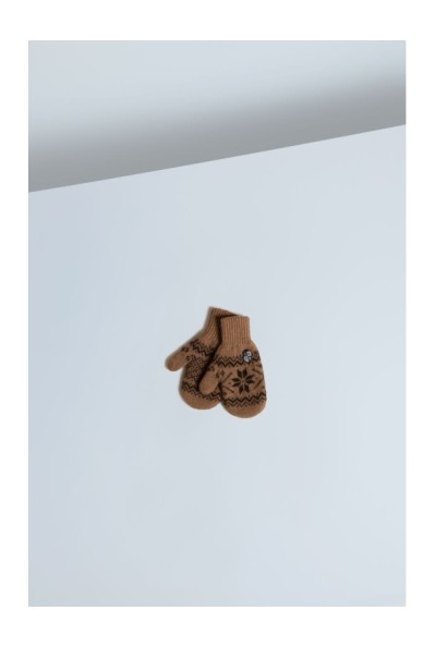 Baby Camel Down Snowflake Jacquard Mittens Ginger