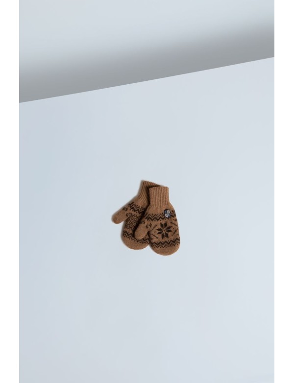 Baby Camel Down Snowflake Jacquard Mittens Ginger