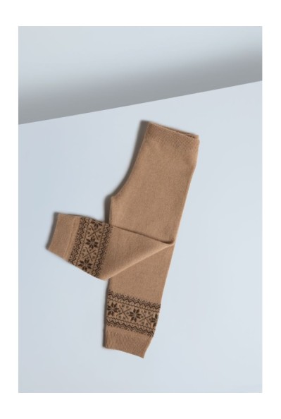 Baby Camel Down Snowflake Jacquard Trousers Beige