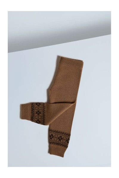 Baby Camel Down Snowflake Jacquard Trousers Ginger