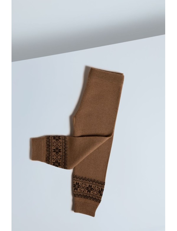 Baby Camel Down Snowflake Jacquard Trousers Ginger