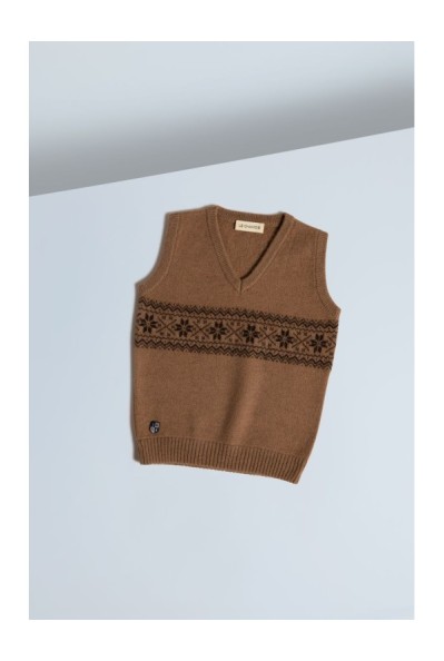 Baby Camel Down Snowflake Jacquard Vest Ginger