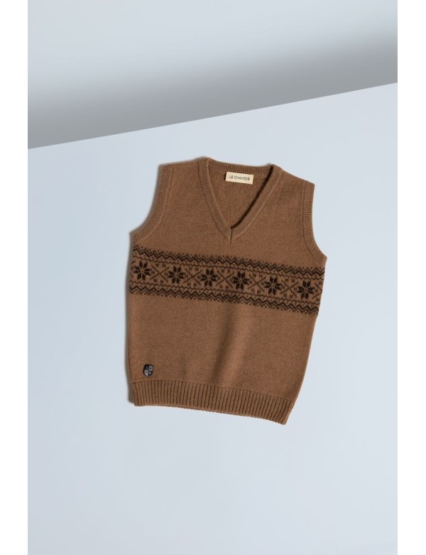 Baby Camel Down Snowflake Jacquard Vest Ginger