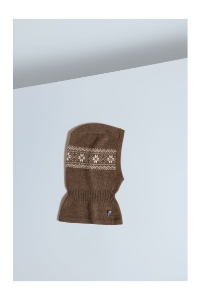 Yak Down Snowflake Jacquard Balaclava Cappuccino