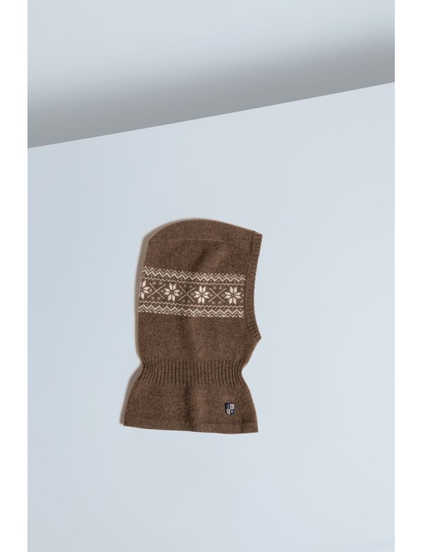 Yak Down Snowflake Jacquard Balaclava Cappuccino