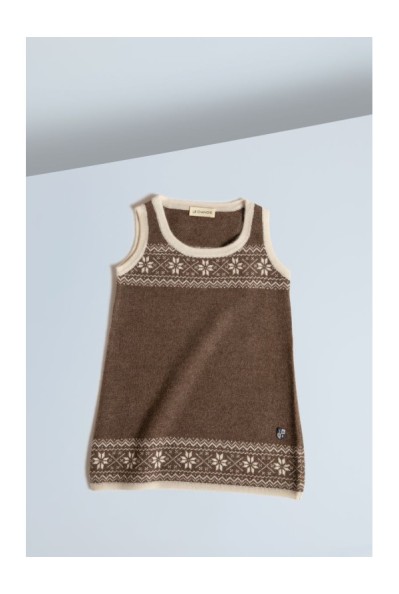 Yak Down Snowflake Jacquard Dress Cappuccino