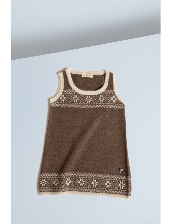Yak Down Snowflake Jacquard Dress Cappuccino