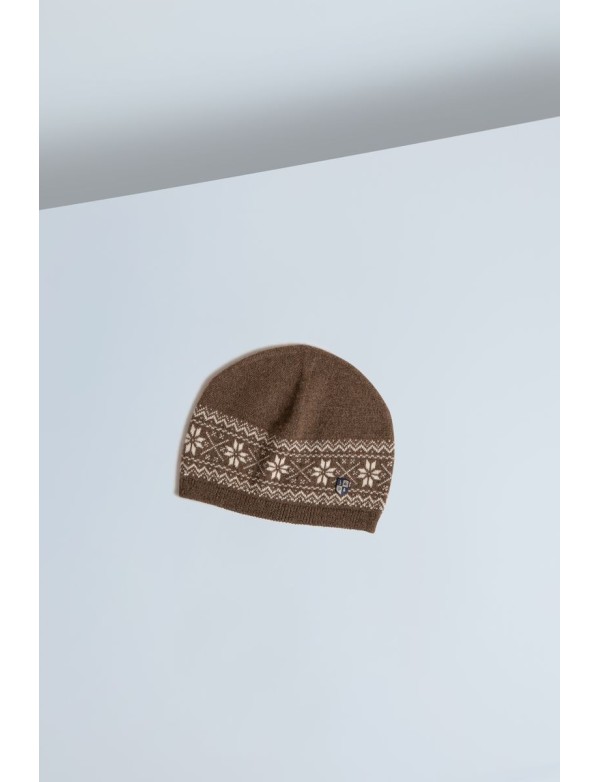 Yak Down Snowflake Jacquard Hat Cappuccino