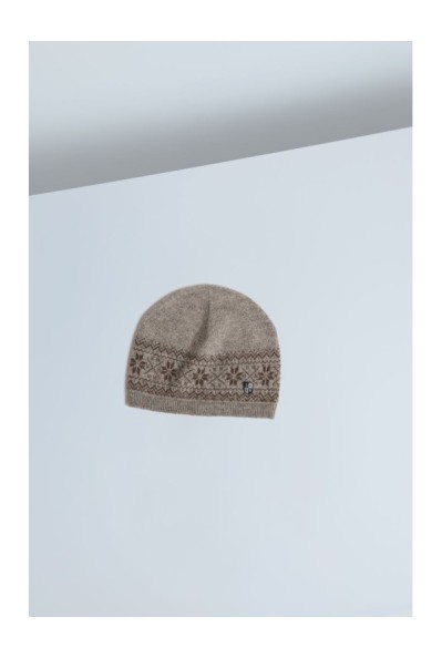 Yak Down Snowflake Jacquard Hat Platinum